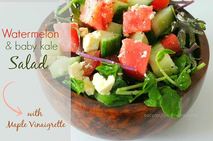 Watermelon and Baby Kale Salad with Maple Vinaigrette